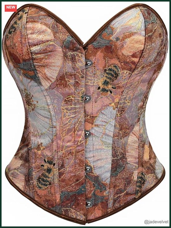 Other - Floral Bustier Corset Top Strapless Overbust Boned Lace Up Shapewear Lingerie